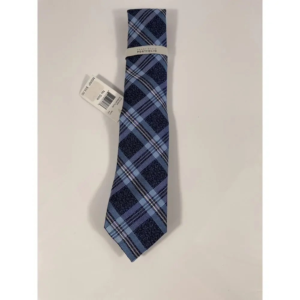 Perry Ellis Portfolio Tie Men's Classic Dress Neckwear Plaid Polyester NWT